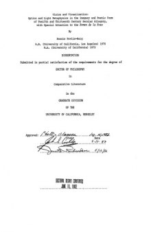 Vision and visualization : optics and light metaphysics in the imagery and poetic form of twelfth and thirteenth century secular allegory, with special attention to the Roman de la Rose
