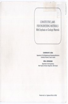 Constitutive Laws for Engineering Materials with Emphasis on Geologic Materials