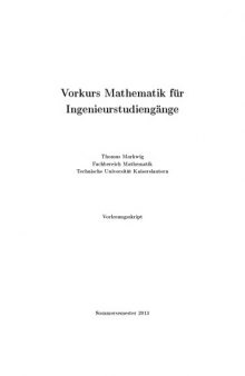 Vorkurs Mathematik für Ingenieurstudiengänge [Lecture notes]