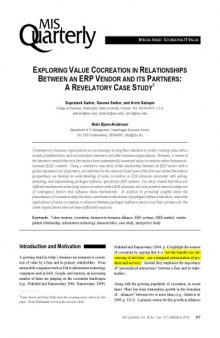 [Article] EXPLORING VALUE COCREATION IN RELATIONSHIPS BETWEEN AN ERP VENDOR AND ITS PARTNERS: A REVELATORY CASE STUDY