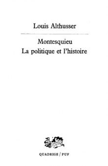 Montesquieu, la politique et l’histoire