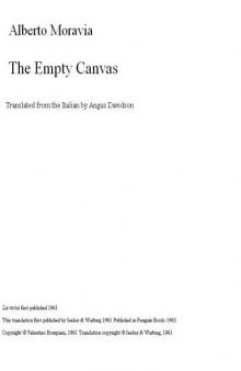 The empty canvas  by  Alberto Moravia  pseud.  Translated by Angus Davidson.