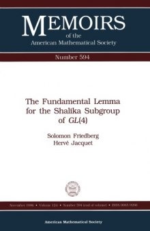 594 The Fundamental Lemma for the Shalika Subgroup of Gl - 4