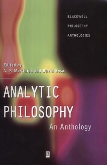 Analytic Philosophy: An Anthology (Blackwell Philosophy Anthologies)