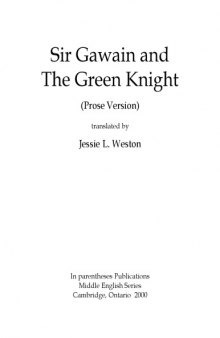 Sir Gawain and the Green Knight (prose version), translated by Jessie L. Weston
