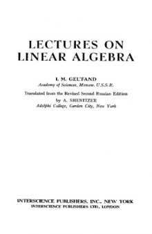 Lectures on Linear Algebra