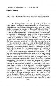 Collingwood's Philosophy of History [Rev. Met. 1952]