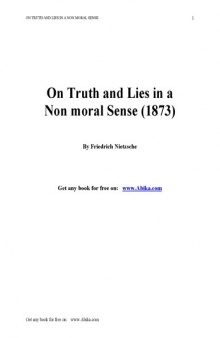 On Truth And Lies In A Non Moral Sense