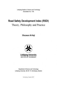 Road safety development index (RSDI) : theory, philosophy and practice