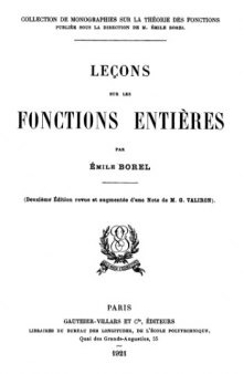 Lecons sur les fonctions entieres, 2e ed.