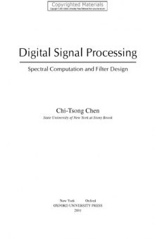 Digital signal processing : spectral computation and filter design