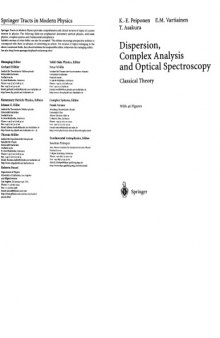 Dispersion, Complex Anal. and Optical Spectroscopy - Classical Theory