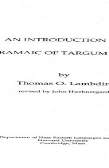 An Introduction to the Aramaic of Targum Onqelos