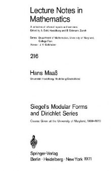Siegel's modular forms and dirichlet series. Course given at the University of Maryland, 1969-1970