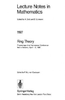Ring Theory: Proceedings of an International Conference, Held in Antwerp