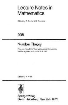 Number Theory: Proceedings of the Third Matscience Conference Held at Mysore, India