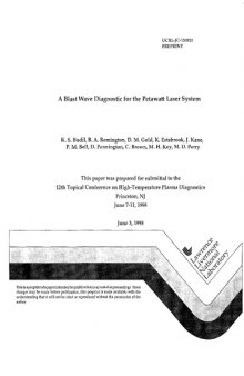 Blast Wave Diagnostic for the Petawatt Laser System