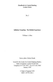 Inflation Targeting: the British Experience (Handbooks in central banking lecture series)