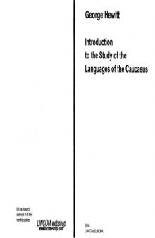 Introduction to the Study of the Languages of the Caucasus