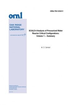 Analysis of PWR Critical Configurations Vol 1 - Summary