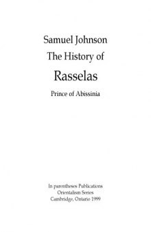 The history of Rasselas prince of Abissinia