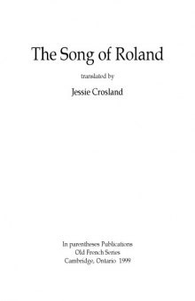 The song of Roland, translated by Jessie Crosland