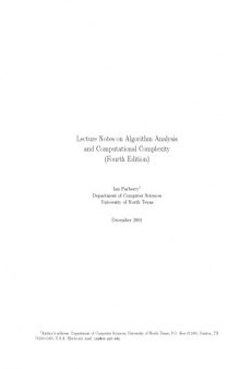 Lecture Notes on Algorithm Analysis and Computational Complexity (Fourth Edition)