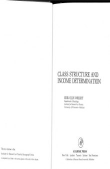 Class Structure and Income Determination (Institute for Research on Poverty monograph series)