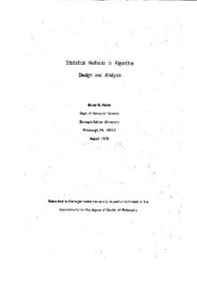 Statistical methods in algorithm design and analysis (thesis)