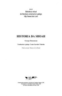 Historia da Shoah (Holocausto) (Galician Edition) 
