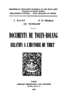 Documents de Touen-Houang relatifs à l'histoire du Tibet