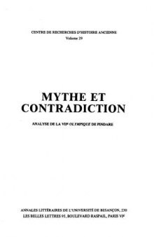 Mythe et contradiction - Analyse dfe la VIIe Olympique de Pindare