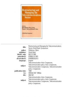 Restructuring and managing the telecommunications sector, Volume 23