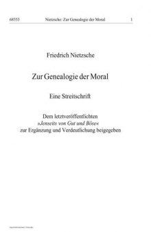 Zur Genealogie der Moral