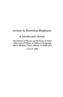 Lectures in Theoretical Biophysics
