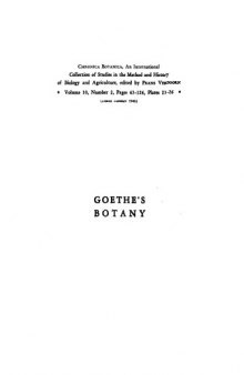 Goethe's Botany: The Metamorphosis of Plants (1790) and Tobler's Ode to Nature (1782)