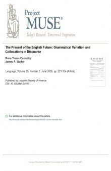The Present of the English Future: Grammatical Variation and Collocations in Discourse