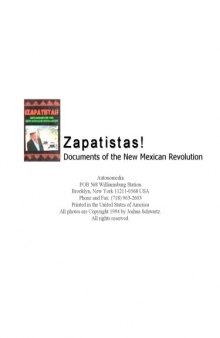 Zapatistas: Documents of the New Mexican Revolution Autonomedia
