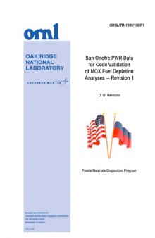 San Onofre PWR Data for Code Validation of MOX Fuel Depletion Analyses