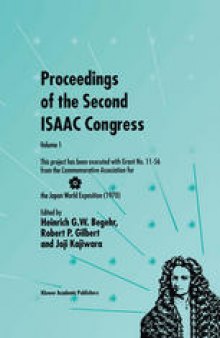 Proceedings of the Second ISAAC Congress: Volume 1: This project has been executed with Grant No. 11–56 from the Commemorative Association for the Japan World Exposition (1970)