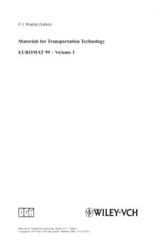 Materials for Transportation Technology, Volume 1