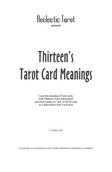 Thirteen's Tarot Card Meanings