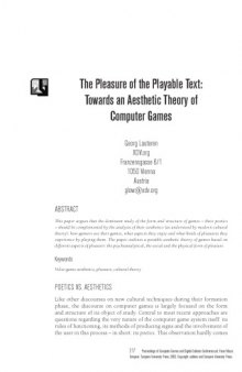 The Pleasure of the Playable Text: Towards an Aesthetic Theory of Computer Games