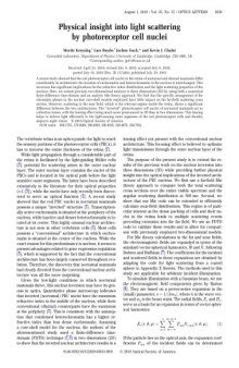 OPTICS LETTERS Vol. 35, No. 15 Physical insight into light scattering by photoreceptor cell nuclei