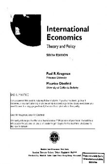 International Economics (Addison-Wesley Series in Economics): Theory and Policy