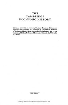 The Cambridge Economic History of Europe from the Decline of the Roman Empire, Volume 5: The Economic Organization of Early Modern Europe