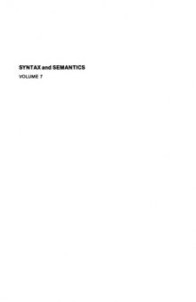 Syntax and Semantics, Volume 7: Notes from the Linguistic Underground