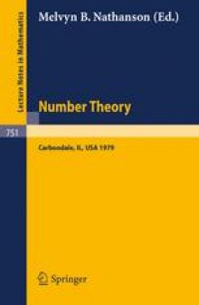 Number Theory Carbondale 1979: Proceedings of the Southern Illinois Number Theory Conference Carbondale, March 30 and 31, 1979