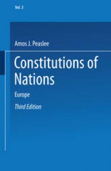 Constitutions of Nations: Volume III — Europe