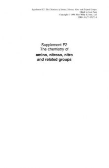 Supplement F2: The Chemistry of Amino, Nitroso, Nitro and Related Groups